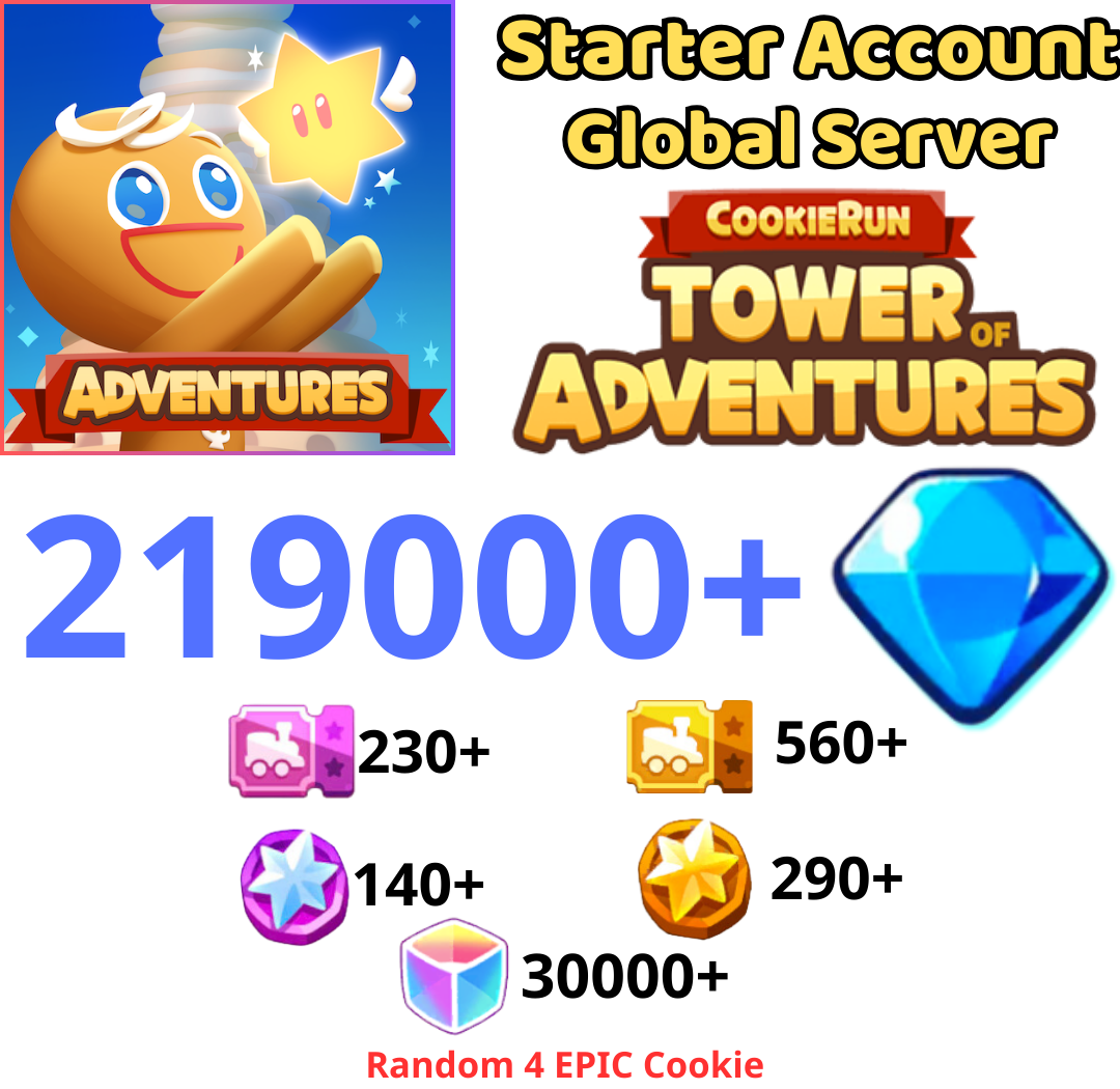 [GLOBAL]CookieRun: Tower of Adventures 219000+ Gem Starter Account